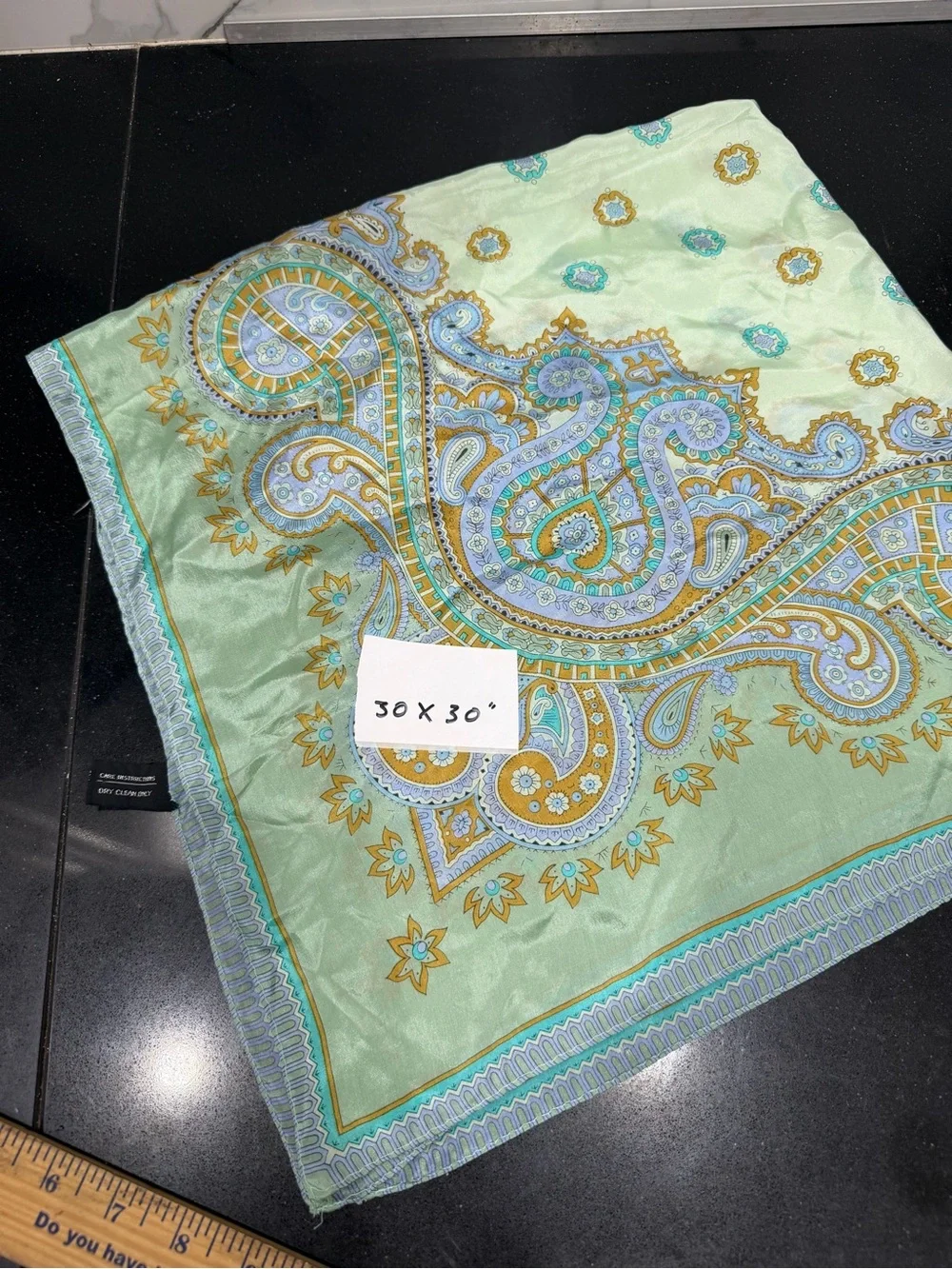 The Specialty House Floral Paisley Silk Scarf - Mint & Light Blue